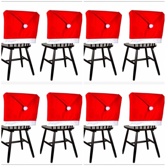 Decorative Christmas Santa Hat Chair Covers 8Pk NEW - Picture 1 of 5